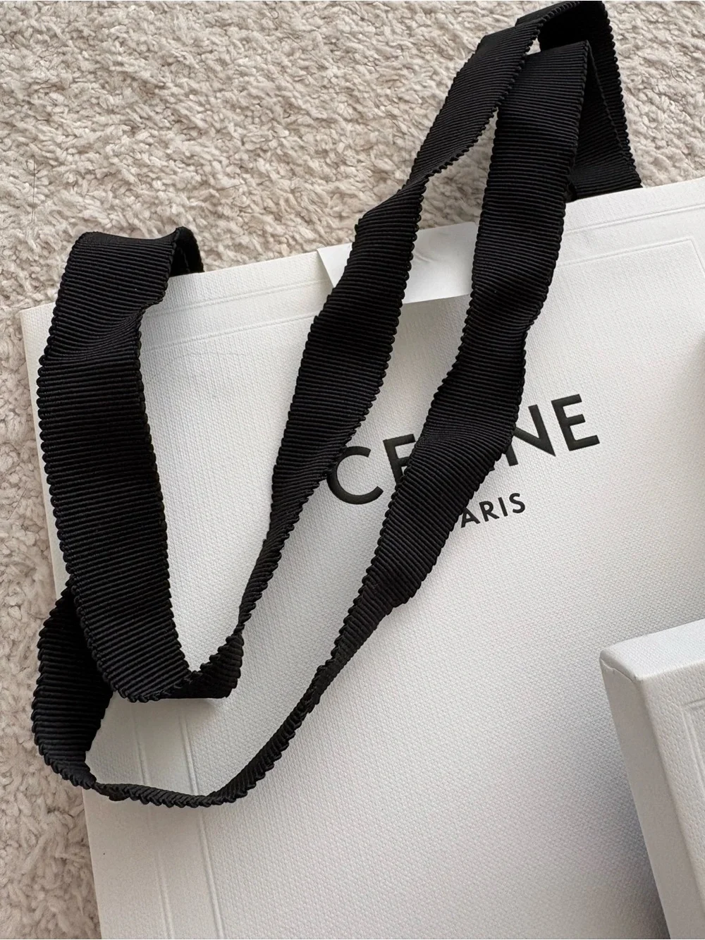 Celine White Gift Bag and Box Set with Black Accents